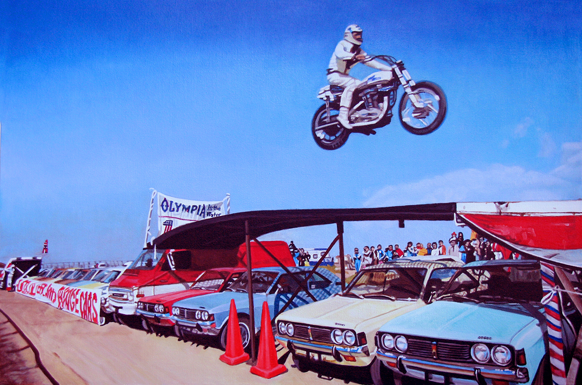 Evel Knievel painting by LJ Lindhurst