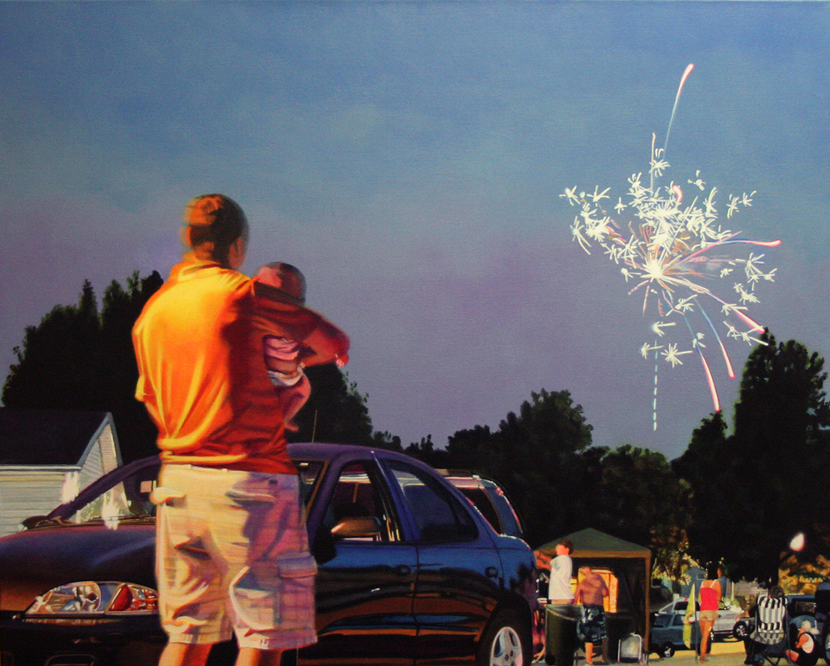 fireworks painting by LJ Lindhurst