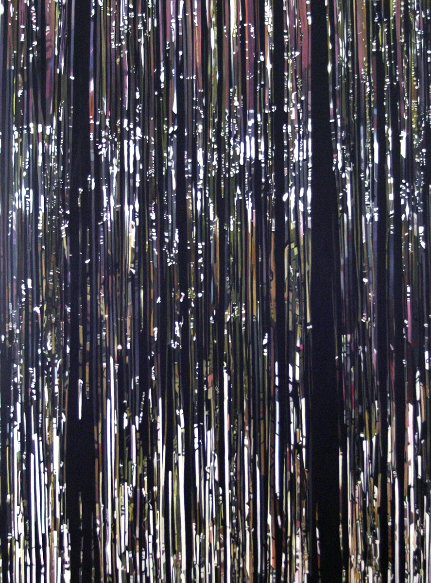 painting of mylar curtains by LJ Lindhurst