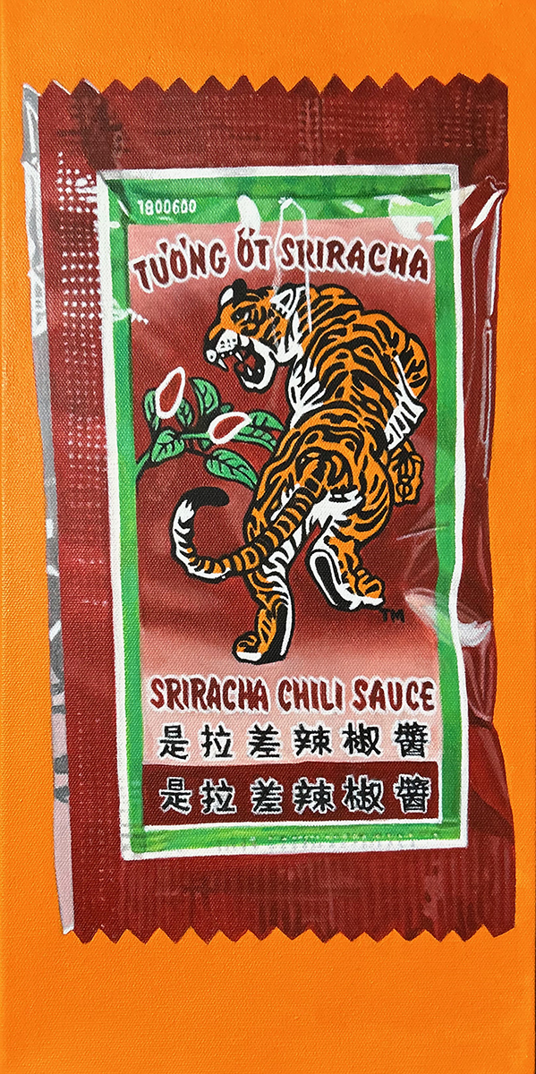 chili sauce packet painting by LJ Lindhurst