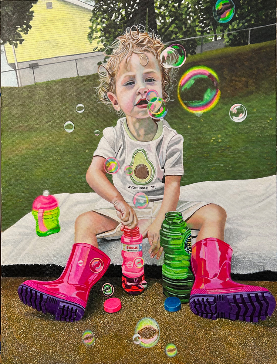 Bubbles acrylic painting by LJ Lindhurst